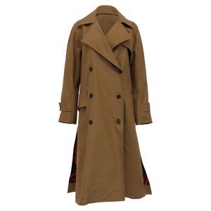 Victoria Beckham Double-Breasted Trench Coat in Beige Cotton